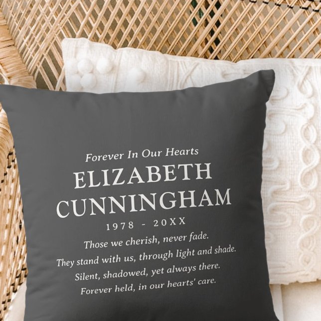 Forever In Our Hearts Memorial Modern Simple Quote Throw Pillow (Creator Uploaded)