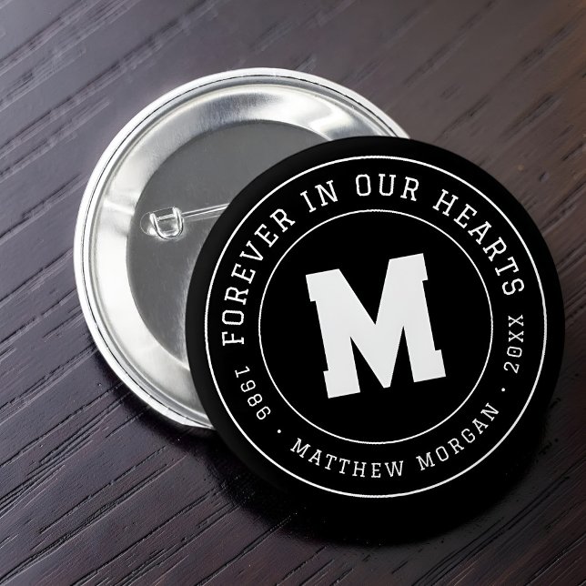 Forever In Our Hearts Memorial Monogram Button (Creator Uploaded)