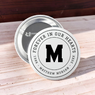 Forever In Our Hearts Memorial Monogram Button