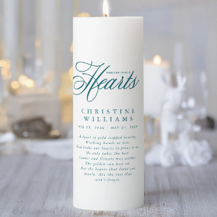 "Forever in our Hearts" Memorial, Name, Quote Pillar Candle