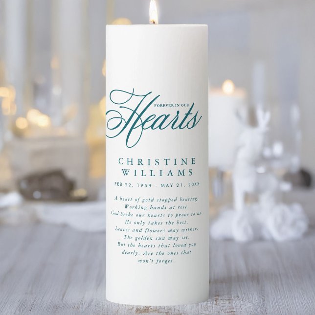 "Forever in our Hearts" Memorial, Name, Quote Pillar Candle (Customer specific "Forever in our Hearts"  Pillar Candle with lovely quote. )
