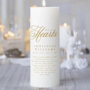 "Forever in our Hearts" Memorial, Name, Quote Pillar Candle