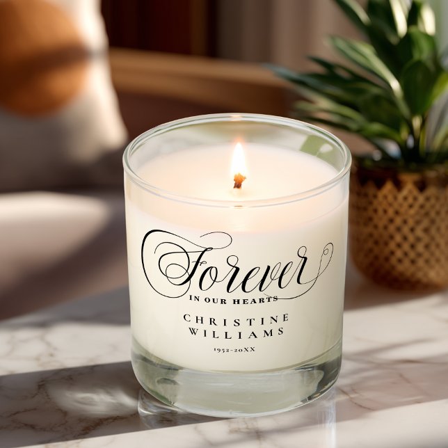 "Forever in our Hearts" Memorial, Name, Quote Scented Candle ("Forever in our Hearts" Memorial, Name, Quote Scented Candle)