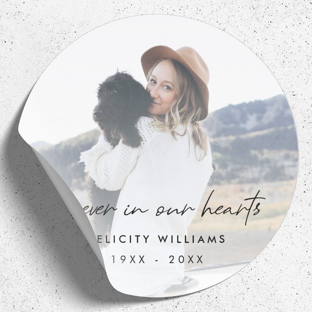 Forever in our Hearts Memorial Photo Classic Round Sticker (Creator Uploaded)