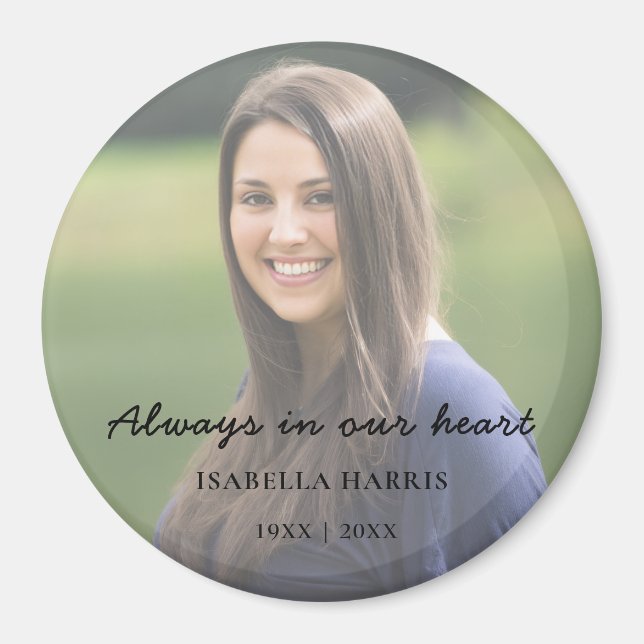 Forever in Our Hearts Memorial Photo Design Magnet (Front)