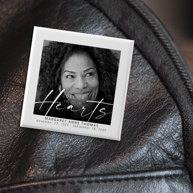 Forever In Our Hearts Memorial Photo Funeral Button (Creator Uploaded)