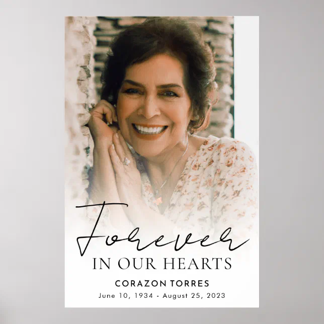 Forever in Our Hearts Memorial Photo Funeral Poster Zazzle