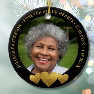 Forever in Our Hearts Memorial Photo Keepsake Ceramic Ornament