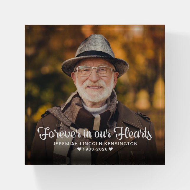 Forever in our Hearts Memorial Photo Paperweight (Front)