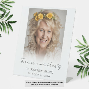 Forever in our Hearts Memorial Photo  Pedestal Sign
