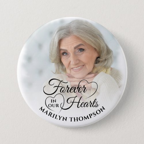 Forever In Our Hearts Memorial Photo Personalized Button