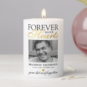 Forever in our Hearts Memorial Photo Pillar Candle