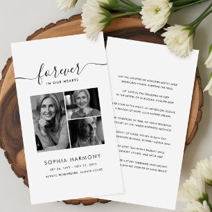 Forever in Our Hearts Memorial Photo Prayer Card