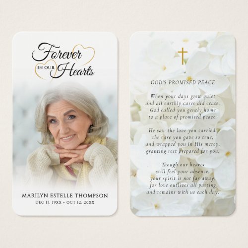 Forever in Our Hearts Memorial Poem Prayer Cards
