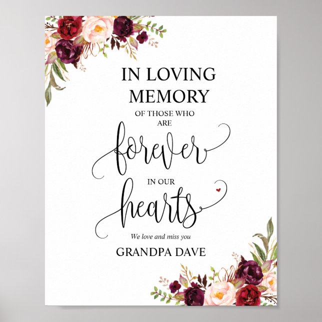 Forever In Our Hearts Memorial Sign v4 (Front)