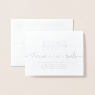 Forever In Our Hearts Memorial Simple Modern Quote Foil Card