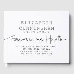 Forever In Our Hearts Memorial Simple Modern Quote Guest Book