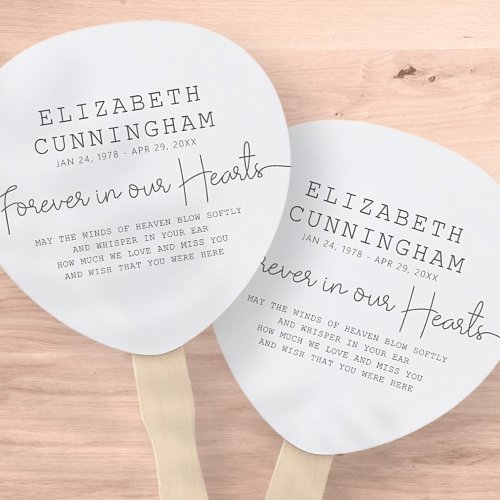 Forever In Our Hearts Memorial Simple Modern Quote Hand Fan