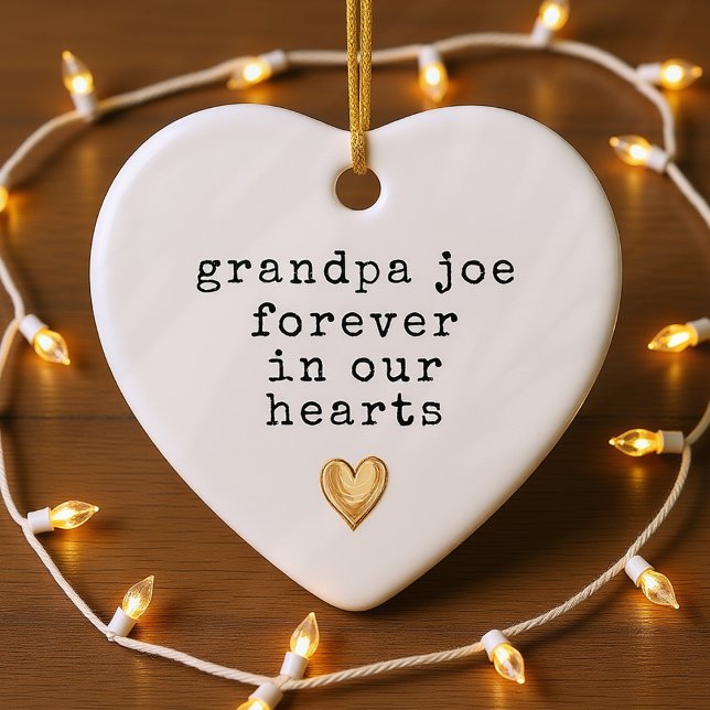 Forever in Our Hearts Minimalist Heart Memorial Ceramic Ornament (Creator Uploaded)