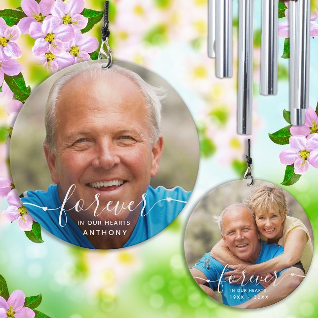 Forever in our Hearts - Modern 2 Photo Memorial Wind Chime (Creator Uploaded)