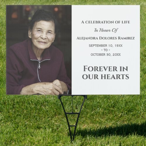 Forever In Our Hearts Modern Custom Photo Memorial Sign