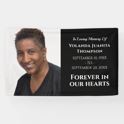 Forever In Our Hearts Modern Funeral Custom Photo Banner