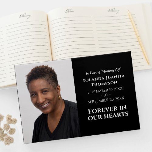 Forever In Our Hearts Modern Funeral Custom Photo Guest Book