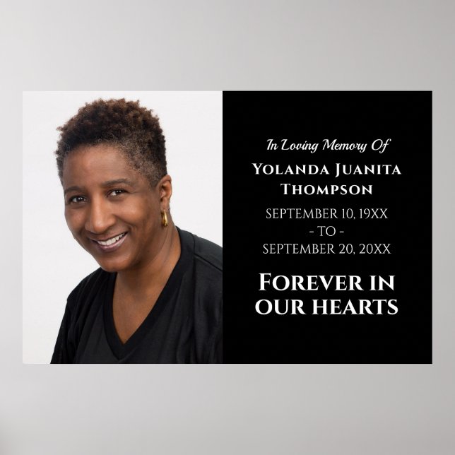 Forever In Our Hearts Modern Funeral Custom Photo Poster (Front)