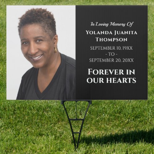 Forever In Our Hearts Modern Funeral Custom Photo Sign