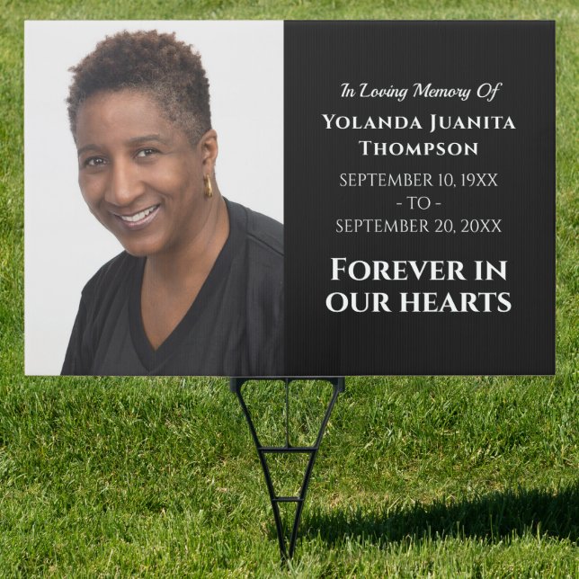 Forever In Our Hearts Modern Funeral Custom Photo Sign (Insitu)