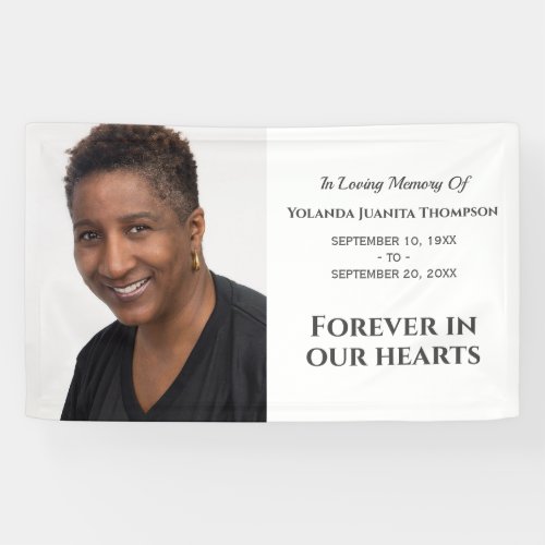 Forever In Our Hearts Modern Memorial Custom Photo Banner