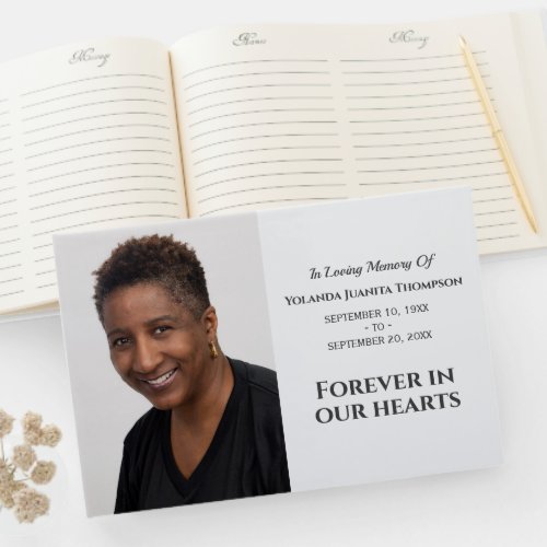 Forever In Our Hearts Modern Memorial Custom Photo Guest Book