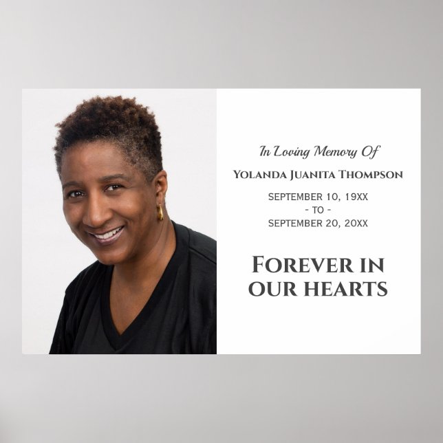 Forever In Our Hearts Modern Memorial Custom Photo Poster (Front)