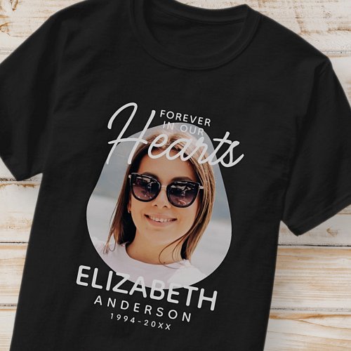 Forever in our Hearts Modern Memorial Custom Photo T_Shirt