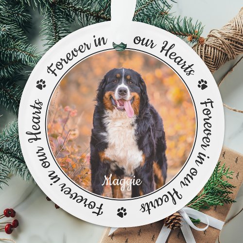 Forever in our Hearts Modern Picture Dog Memorial Ornament