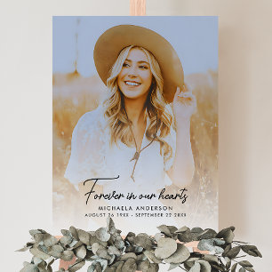 Forever In Our Hearts Modern Script Memorial Photo Foam Board