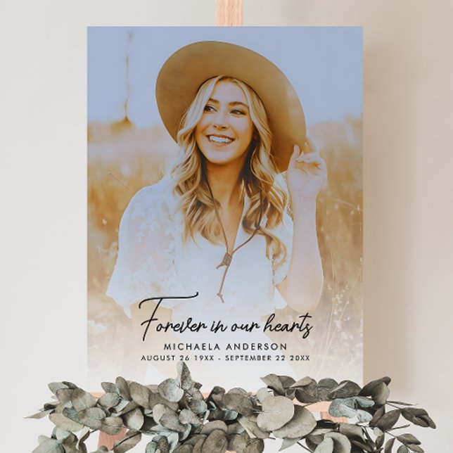 Forever In Our Hearts Modern Script Memorial Photo Foam Board (Creator Uploaded)