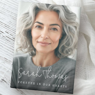 Forever in our hearts modern script name memorial magnet