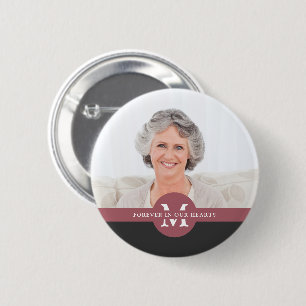 Forever In Our Hearts Monogram Photo Memorial Button