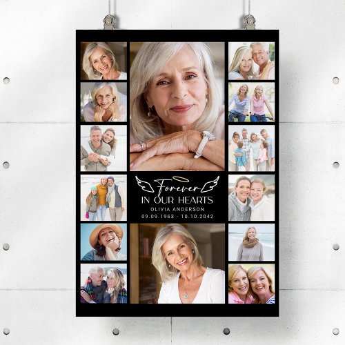Forever in Our Hearts Multi Photo Collage Memorial Poster