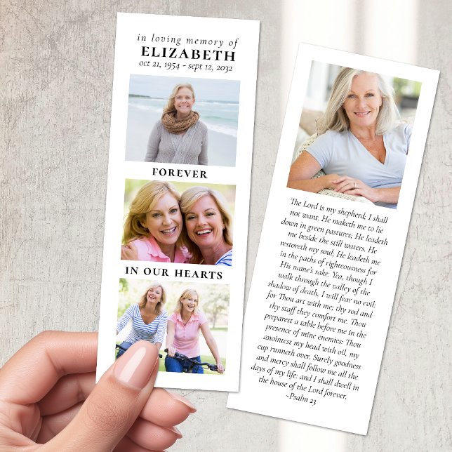 Forever in Our Hearts Multi Photo Funeral Bookmarks (Creator Uploaded)
