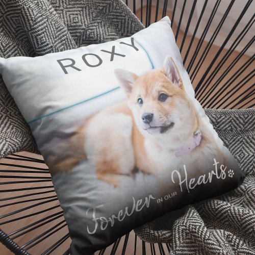 Forever in our Hearts Name Pet Loss Memorial Throw Pillow