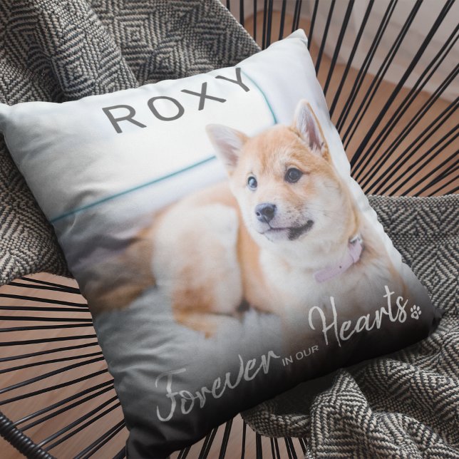 Forever in our Hearts Name Pet Loss Memorial Throw Pillow (Creator Uploaded)