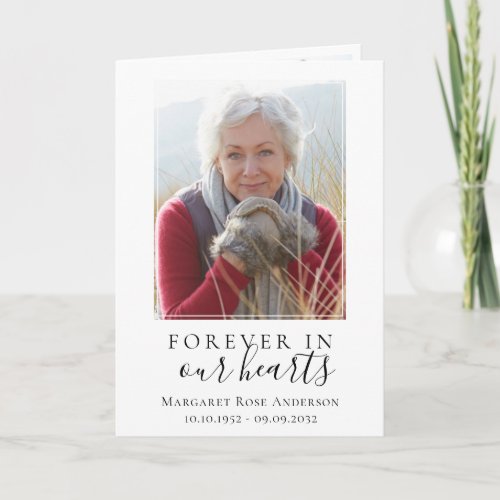 Forever in Our Hearts Obituary Tribute Memorial  Note Card