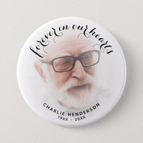 Forever In Our Hearts Or Custom Text Photo Tribute Button