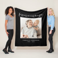 Forever In Our Hearts Or Custom Text Photo Tribute Fleece Blanket