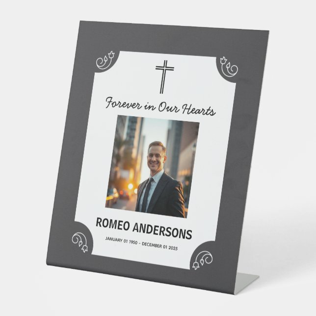 Forever In Our Hearts Pedestal Sign (Front)