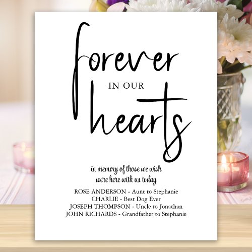 Forever in our Hearts Personalize Wedding Memorial Poster