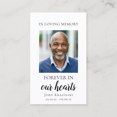 Forever in our hearts personalized funeral card