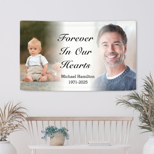 Forever In Our Hearts Personalized Memorial Photo Banner